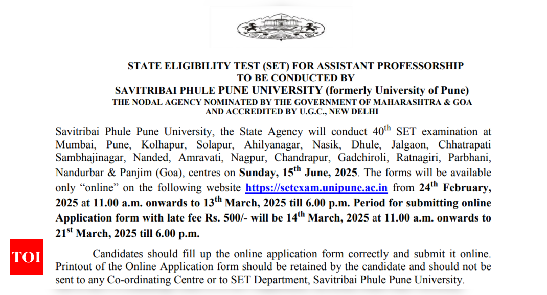 Maharashtra SET 2025 exam dates out, to be held on Jun 15: Check notice here