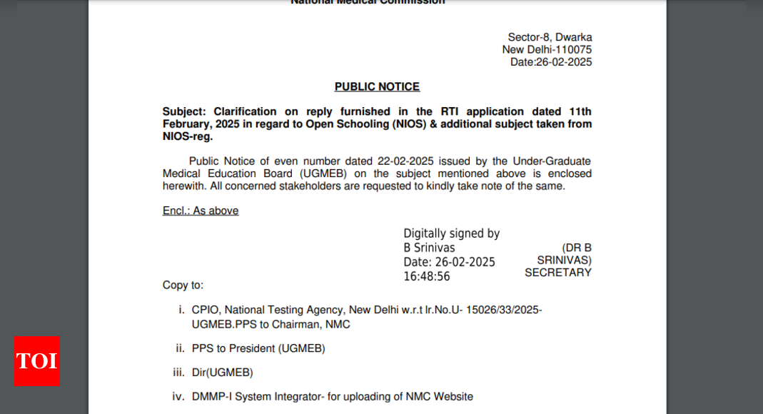 NMC issues clarification on NIOS students’ eligibility for NEET UG: Check details here