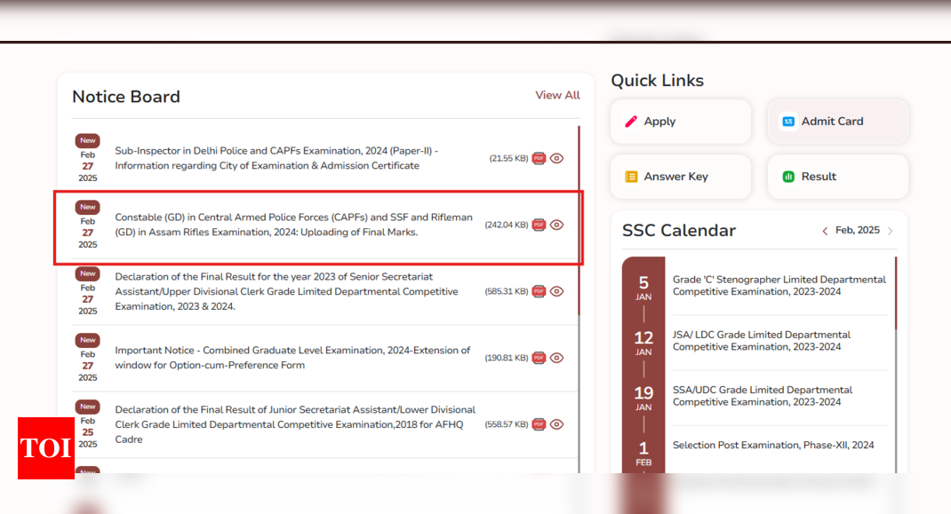 SSC GD final scorecard 2025 released: Direct link to download here |